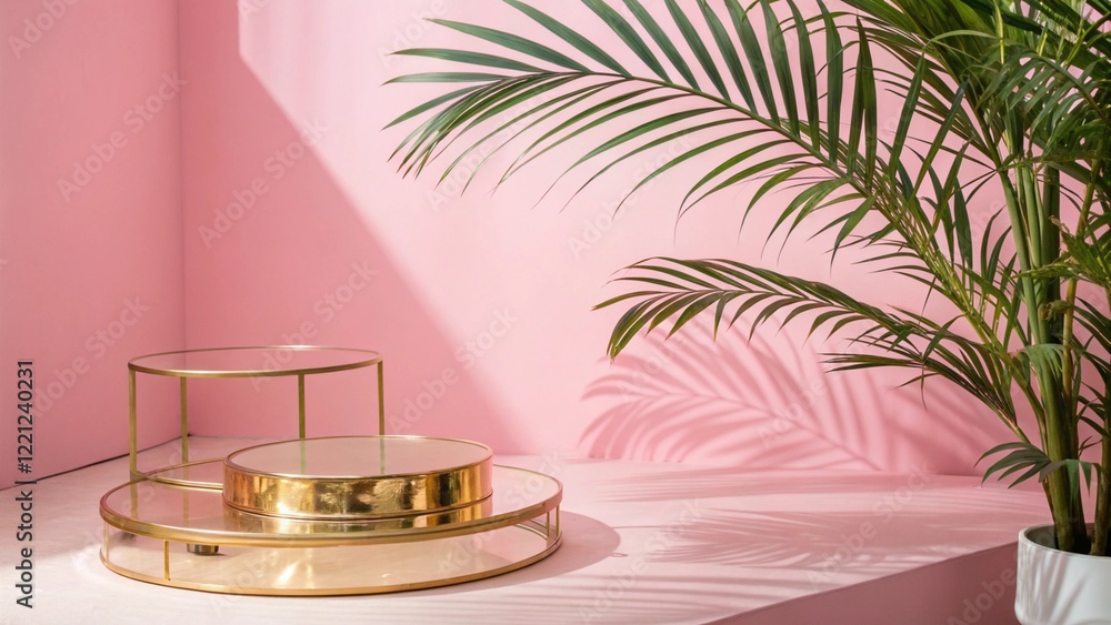 Product mockup templet, Golden luxury empty podium Illustration