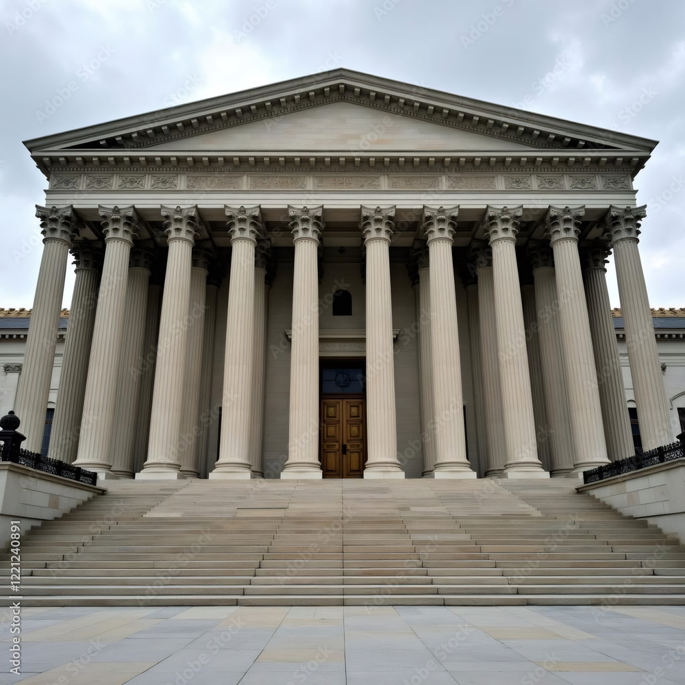 Fototapeta premium Grand Neoclassical Building with Majestic Columns and Ornate Architectural Details