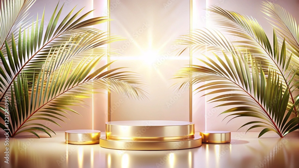Product mockup templet, Golden luxury empty podium Illustration