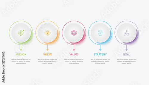 Mission vision values graphic design templateeps 10 on white background
