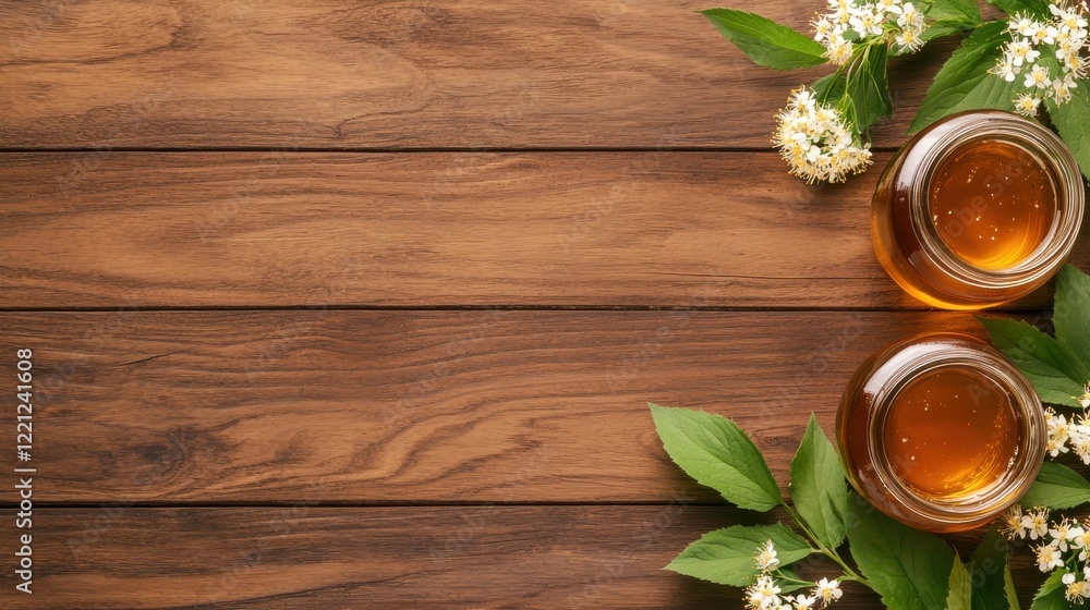 Fototapeta premium Close-up of ginger ale with honey and elderflower infusion