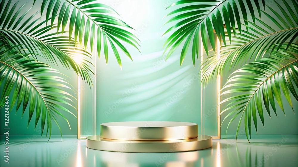 Product mockup templet, Golden luxury empty podium Illustration