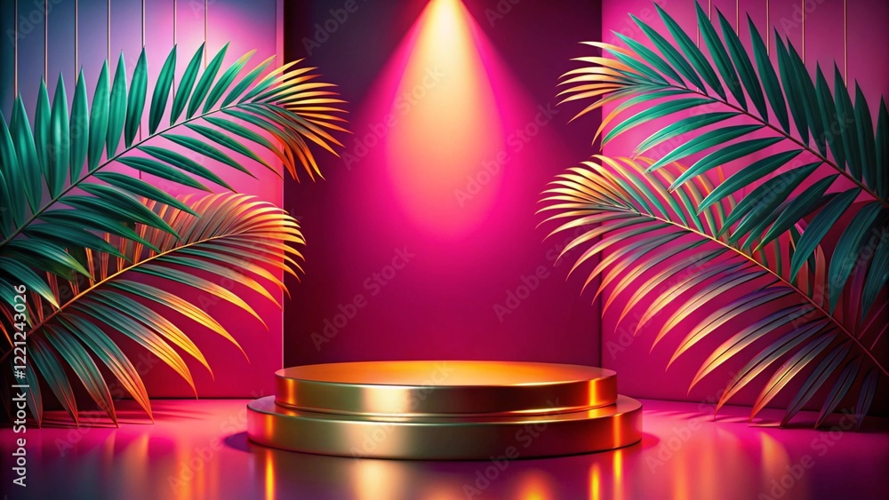 Product mockup templet, Golden luxury empty podium Illustration