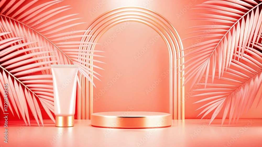 Product mockup templet, Golden luxury empty podium Illustration