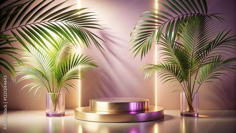 Product mockup templet, Golden luxury empty podium Illustration