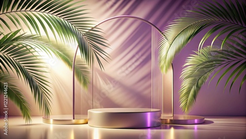 Obraz na płótnie Product mockup templet, Golden luxury empty podium Illustration w salonie