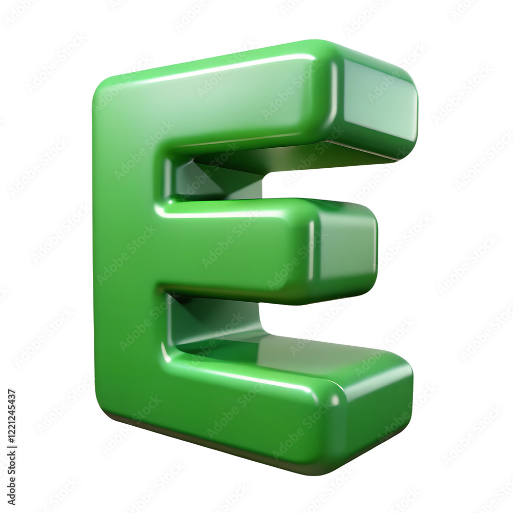 Png 3d green glossy plastic letter E. Generative by AI. Png 3d green glossy plastic letter E. Generative by AI.