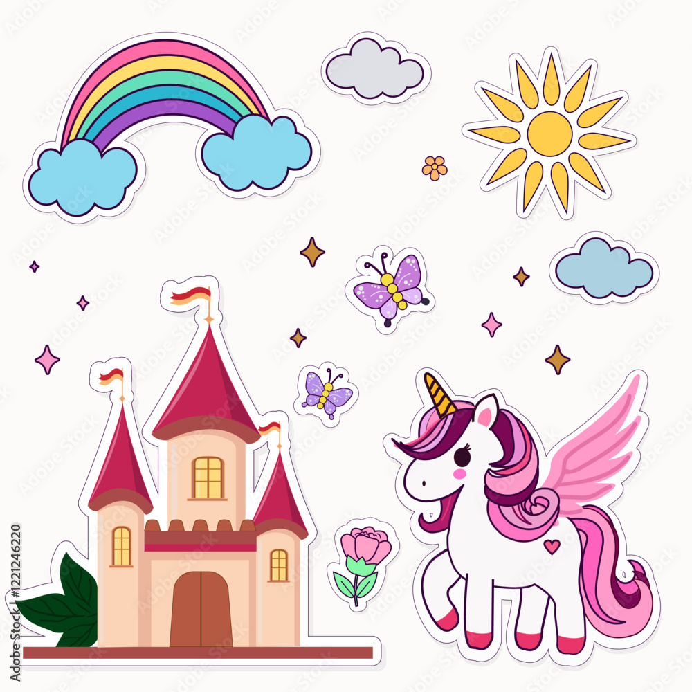Obraz premium stickers for girls with pink unicorn