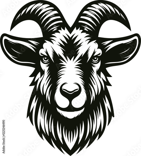 goat face silhoutte vector illustration . eps file