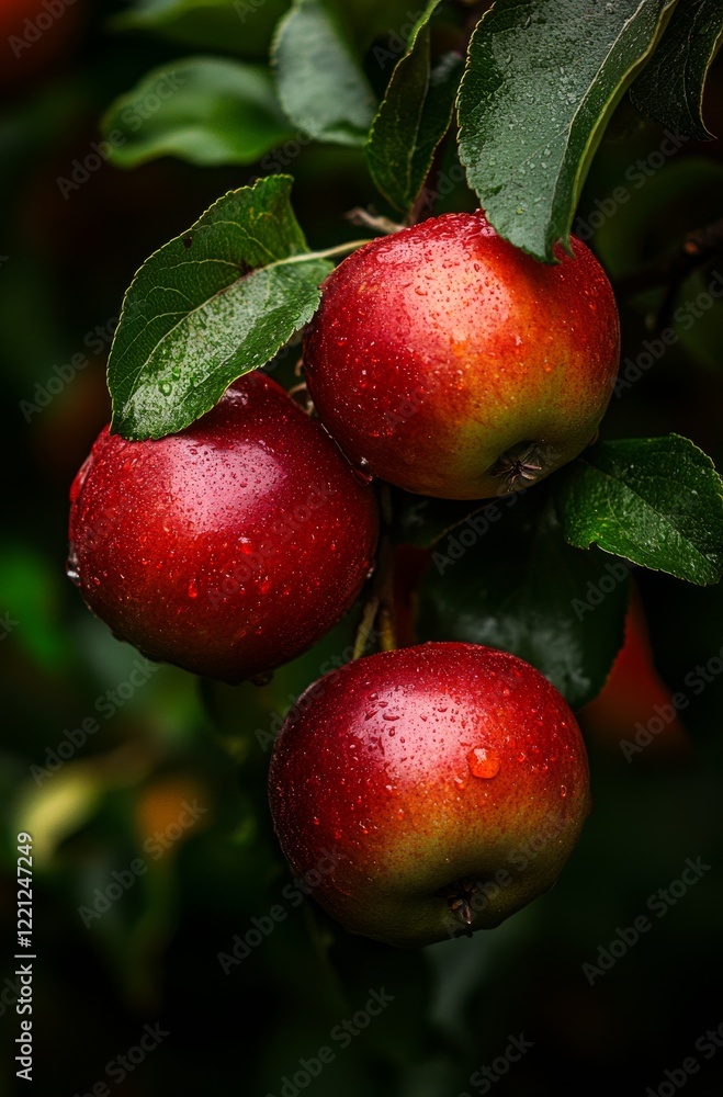 Obraz premium Red apples, close-up bokeh background