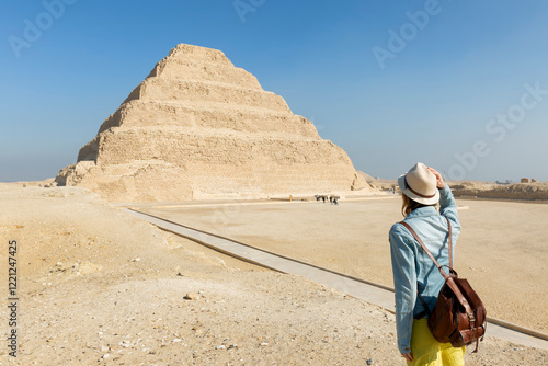 фотографія A young tourist at the Stepped Pyramid of Djoser, Saqqara