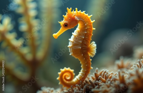 Seahorses are small fish with horse heads, monkey tails, and armoured bodies. They are related to pipefishes and sea dragons photo