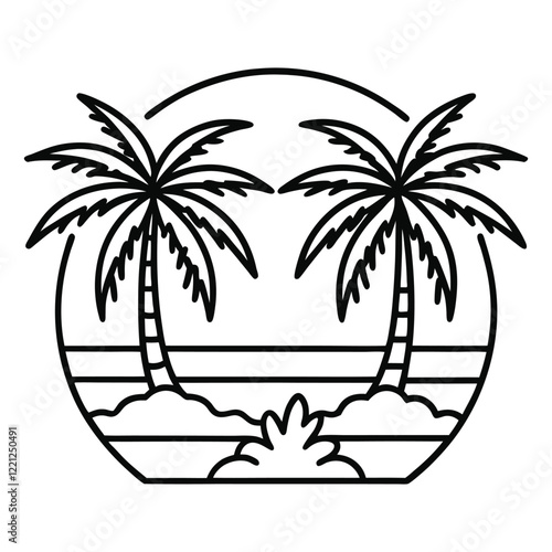 Tropical silhouette two palm trees vector