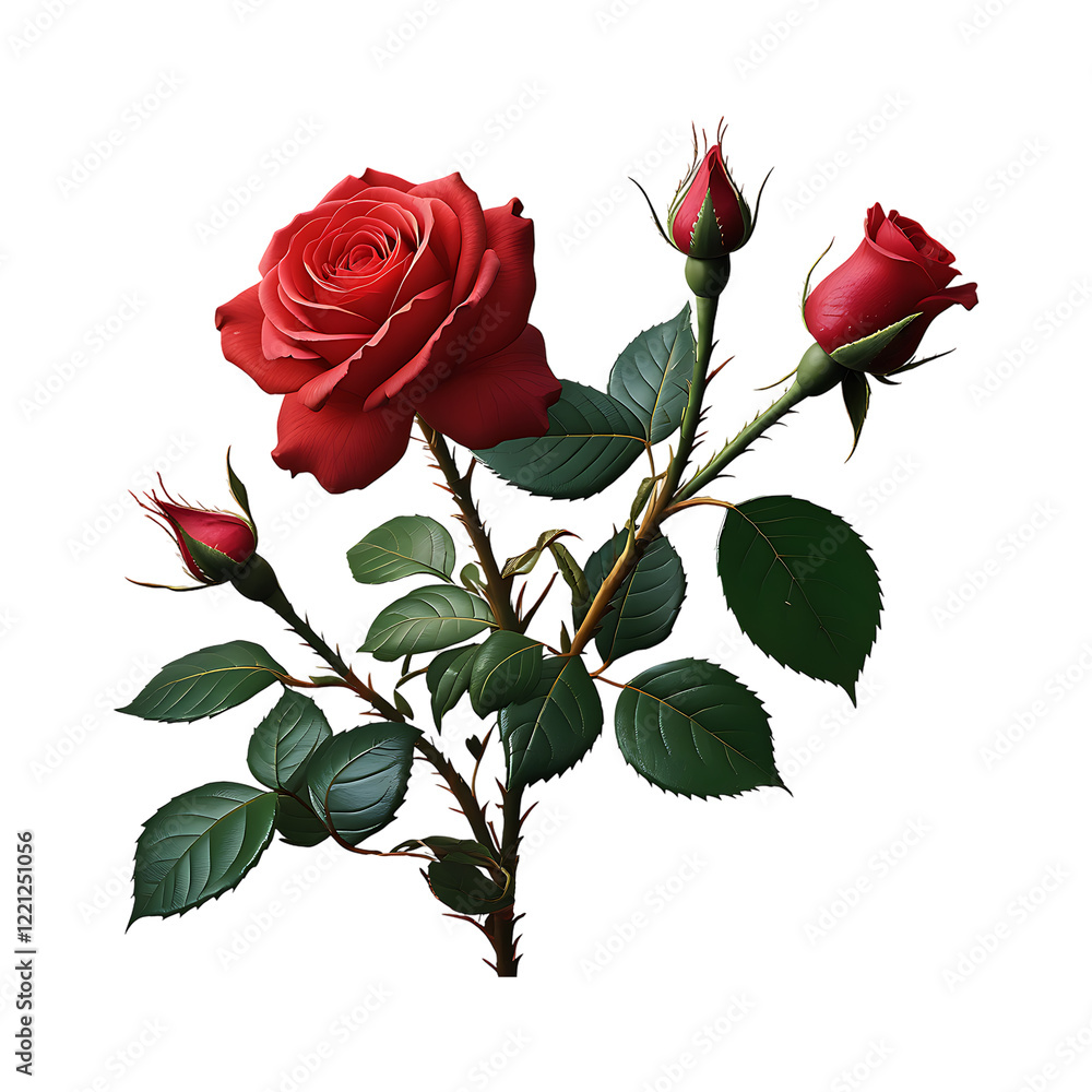 Fototapeta premium Stunning Red Rose Bouquet Against a Transparent Background.