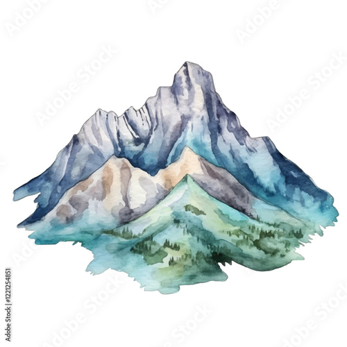 watercolors A serene mountain illustration for kids book illustration