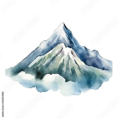 watercolors A serene mountain illustration for kids book illustration