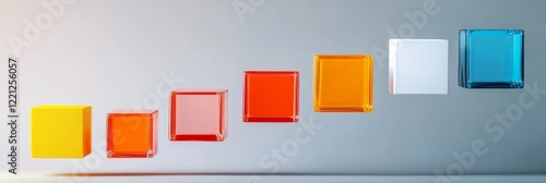 Pastel Glass Cubes Perspective Stock Photo - Colorful glass cubes in perspective, symbolizing growth, progress, innovation, development, and success. photo