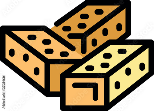 Eastern sweet treat made from sesame paste, sugar, or honey, forming an l shape