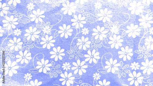 A blue and white floral patterned fabric