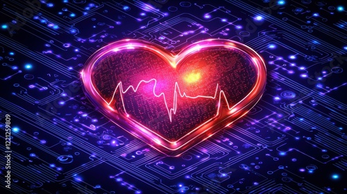 A professional health informatics expert developing care protocols with advanced analytics, glowing medical data projections, and cutting-edge tools