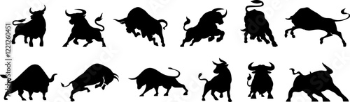 Silhouette of a Bull in vector art.