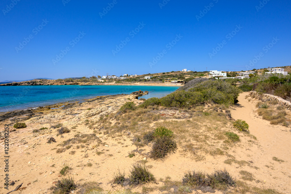 Fanos beach with clear water and fine sand, located in the south of Koufonisi. Small Cyclades, Greece