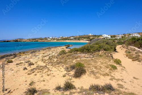 Obraz na płótnie Fanos beach with clear water and fine sand, located in the south of Koufonisi. Small Cyclades, Greece w salonie