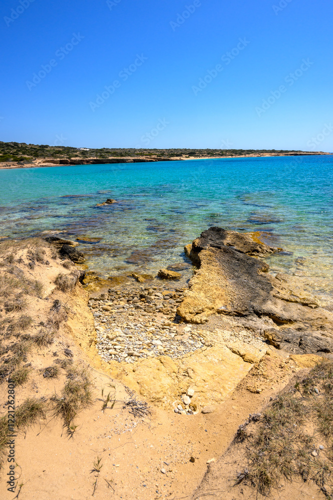 Fanos beach with clear water, located in the south of Koufonisi. Small Cyclades, Greece