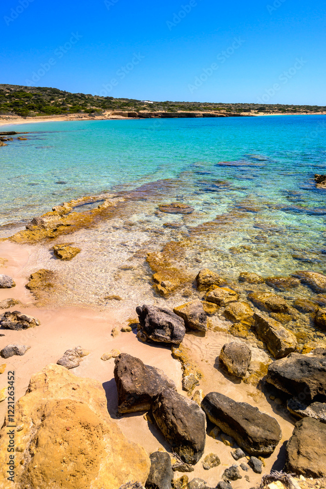 Fanos beach with clear water, located in the south of Koufonisi. Small Cyclades, Greece