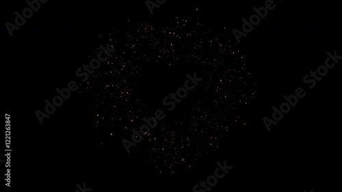 Valentine Day Heart shape confetti slow emanation on alpha