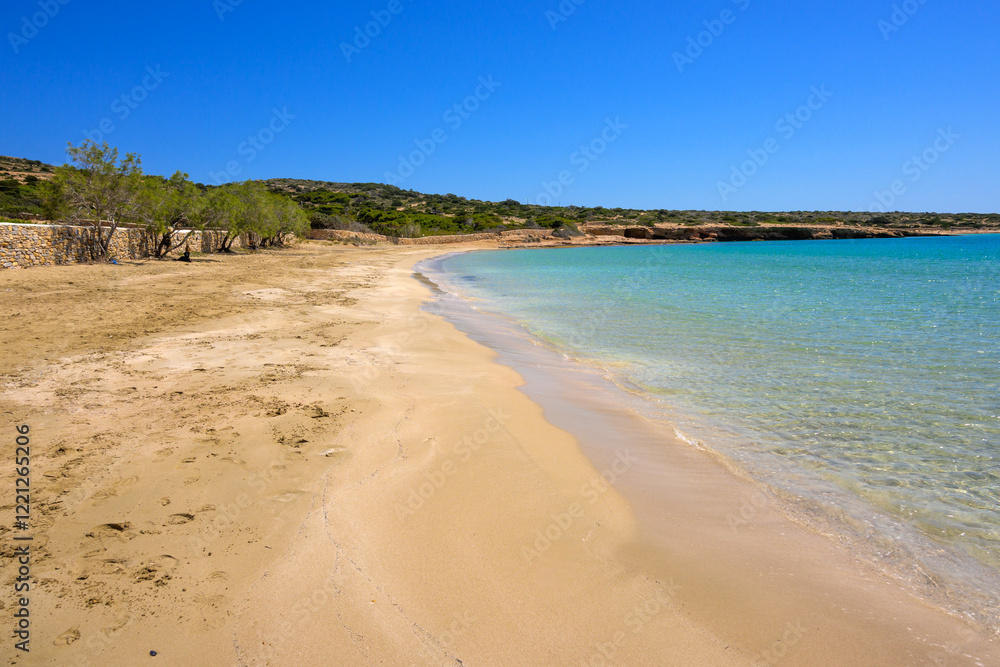 Fanos beach with clear water and fine sand, located in the south of Koufonisi. Small Cyclades, Greece Fanos beach with clear water and fine sand, located in the south of Koufonisi. Small Cyclades, Greece