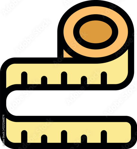 Yellow measuring tape icon representing tailoring, sewing, and dressmaking activities