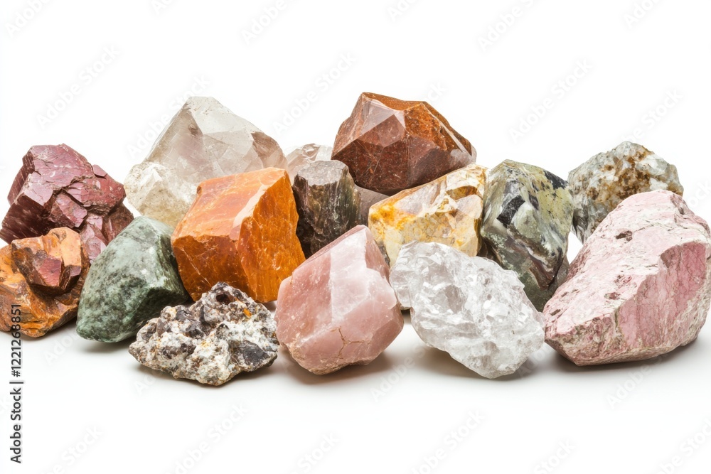 Caymanite mineral samples showcase vibrant colors and unique textures on a clean white background Caymanite mineral samples showcase vibrant colors and unique textures on a clean white background