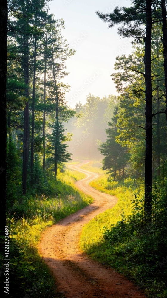 Tranquil forest path at golden hour nature scene digital detox environment invigorating escape Tranquil forest path at golden hour nature scene digital detox environment invigorating escape