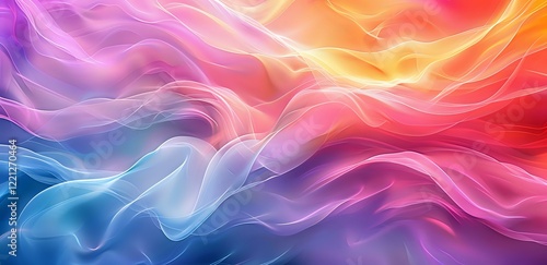 Wallpaper Mural Vibrant abstract background with flowing waves in gradient colors from blue to purple, pink and orange, perfect for modern website headers or presentation designs. Torontodigital.ca