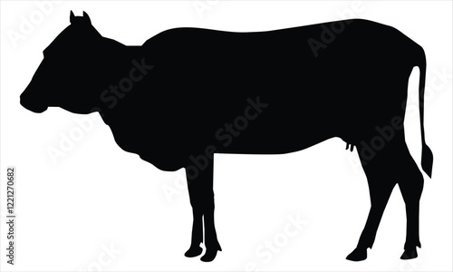 silhouette of a cow isolated on a white background