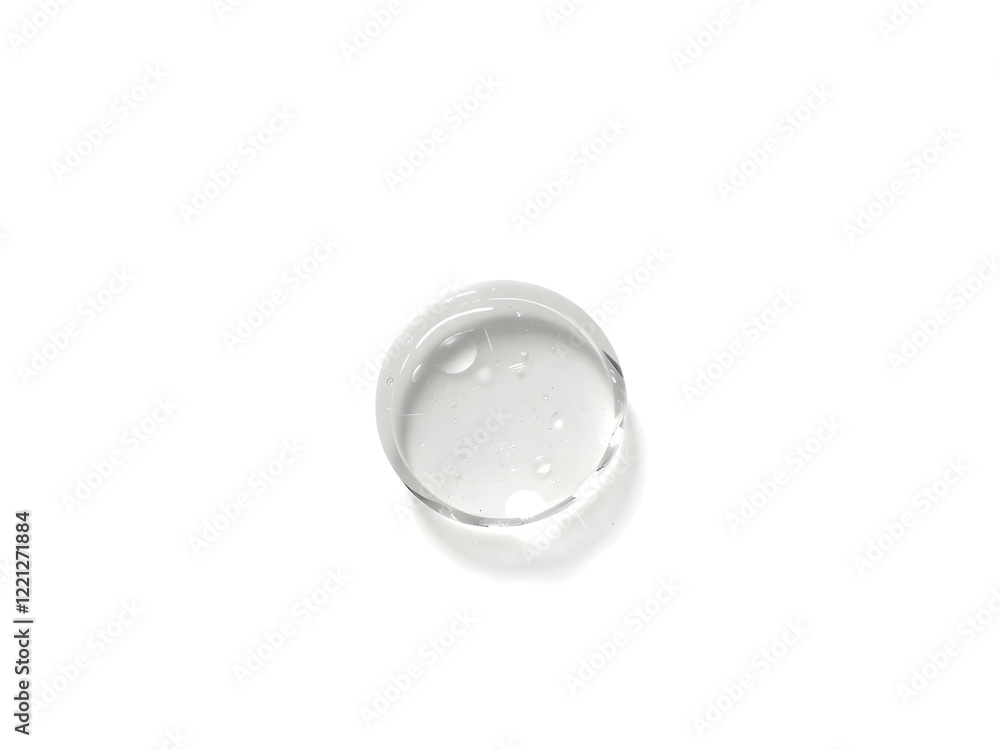 A crystal-clear water droplet reflecting light, isolated on white background, full depth of field. A crystal-clear water droplet reflecting light, isolated on white background, full depth of field.