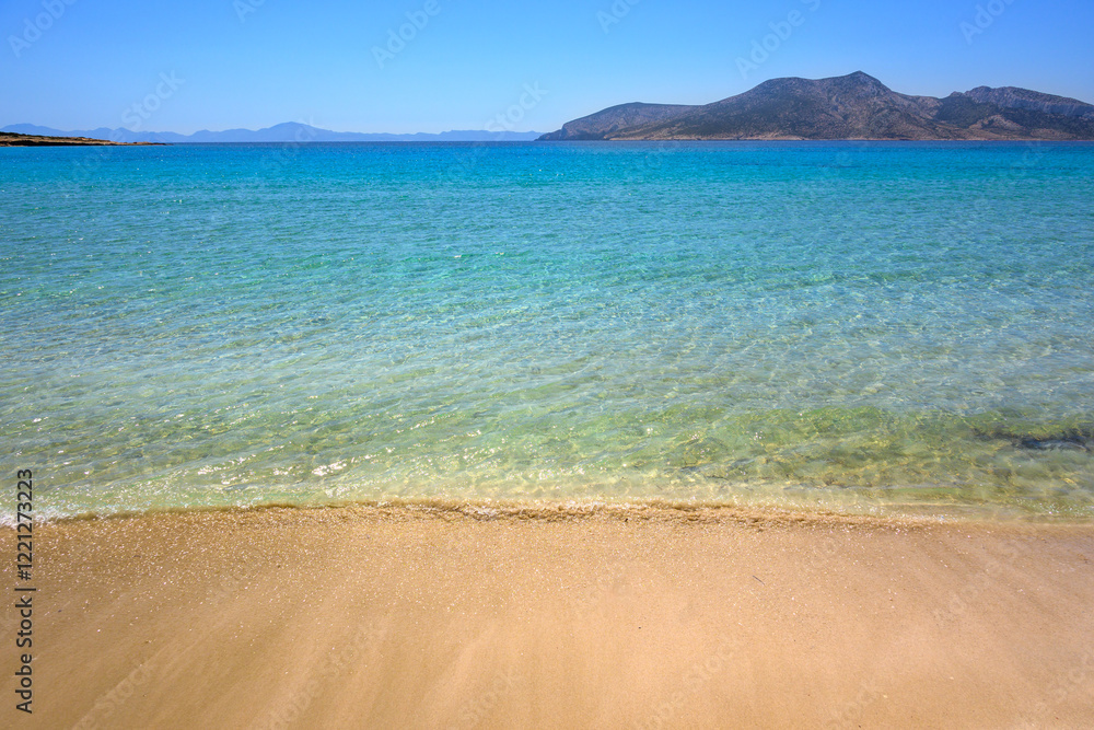 Fanos beach with fine sand, located in the south of Koufonisi facing Keros island. Greece
