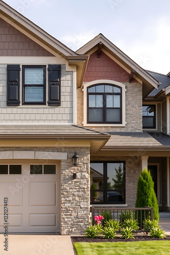 Wallpaper Mural Luxury Home Exterior: Modern Stone and Brick Architecture Design Torontodigital.ca