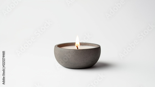 Wallpaper Mural burning grey candle isolated on white background , tea light candle Torontodigital.ca