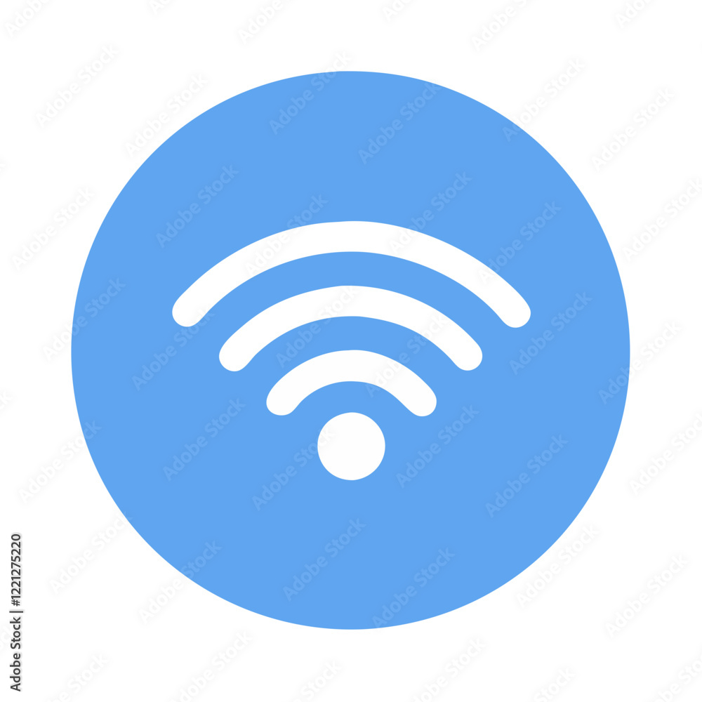 Wireless signal icon on a blue circular background Wireless signal icon on a blue circular background