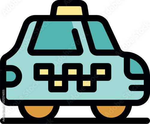 Taxi cab icon representing urban mobility, passenger transport, and taxi service availability