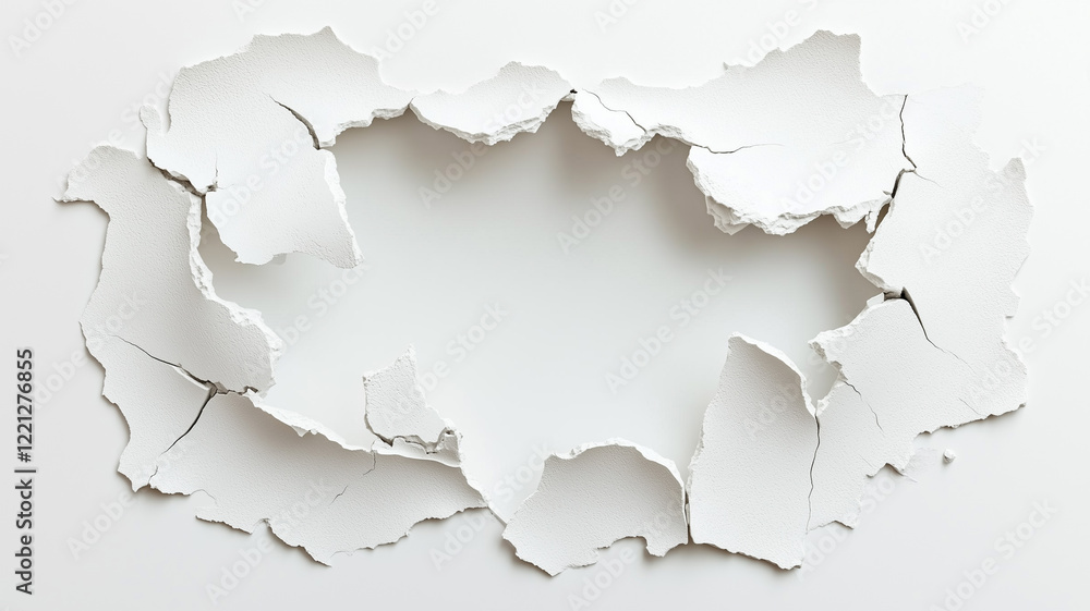 Cracked Wall with Hole and Broken Edges on White Background
Cracked Wall with Hole and Broken Edges on White Background