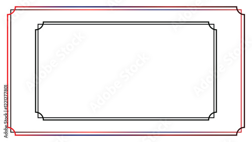 Horizontal vintage red & black rectangle frame in oriental style for web presentation, EPS format with a white background.