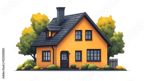 Wallpaper Mural yellow house surrounded autumn image Torontodigital.ca