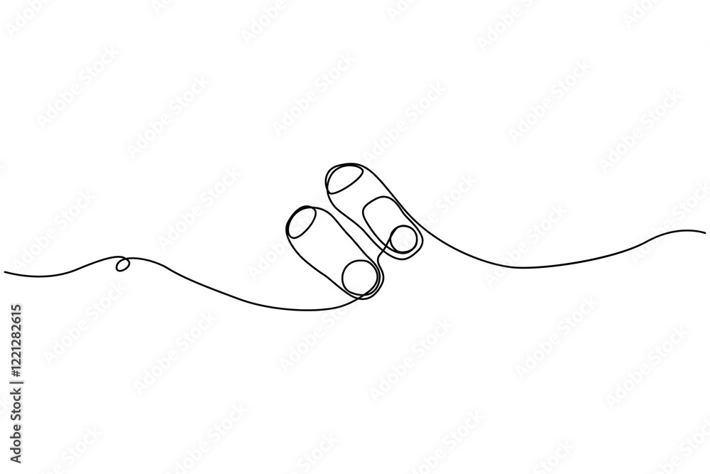 Fototapeta premium Summer flip flop foot Sandals continuous single line art outline Slippers vector icon