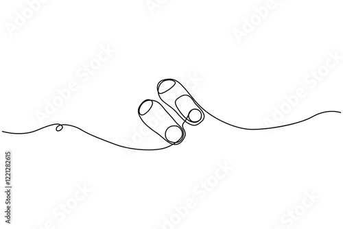 Summer flip flop foot Sandals continuous single line art outline Slippers vector icon