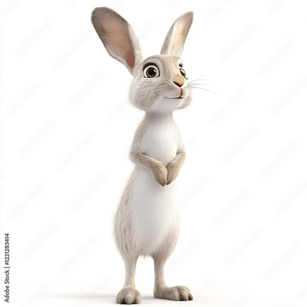 Obraz premium rabbit, rabbit white, rabbit cartoon, rabbit wild on white background, 3D cartoon