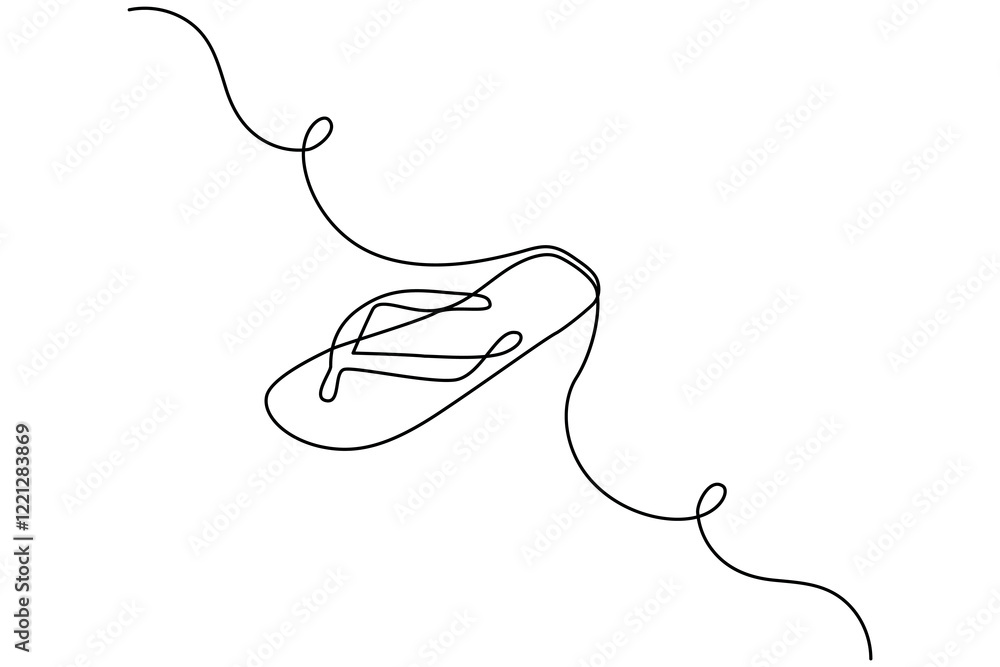 Summer flip flop foot Sandals continuous single line art outline Slippers vector icon Summer flip flop foot Sandals continuous single line art outline Slippers vector icon