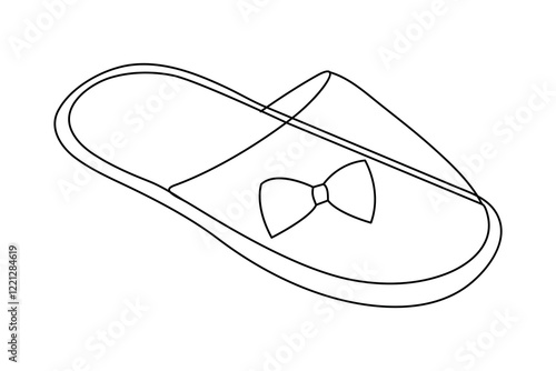 Summer flip flop foot Sandals continuous single line art outline Slippers vector icon